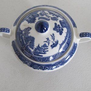 Blue Willow Sugar Bowl With Lid Cobalt Blue White Sugar Bowl England Blue china